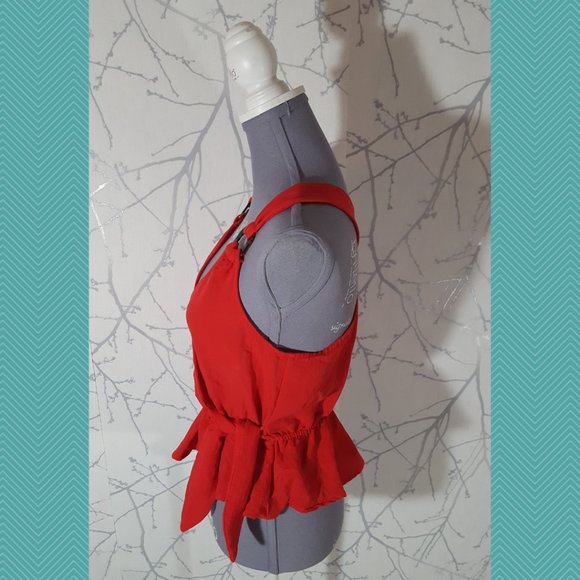 E & M Red Wrap Style Peplum Tank - Picture 3 of 5